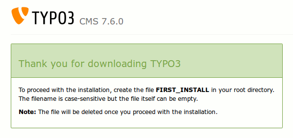 Nicht ohne Datei FIRST_INSTALL: Installation einer neuen Typo3-Website