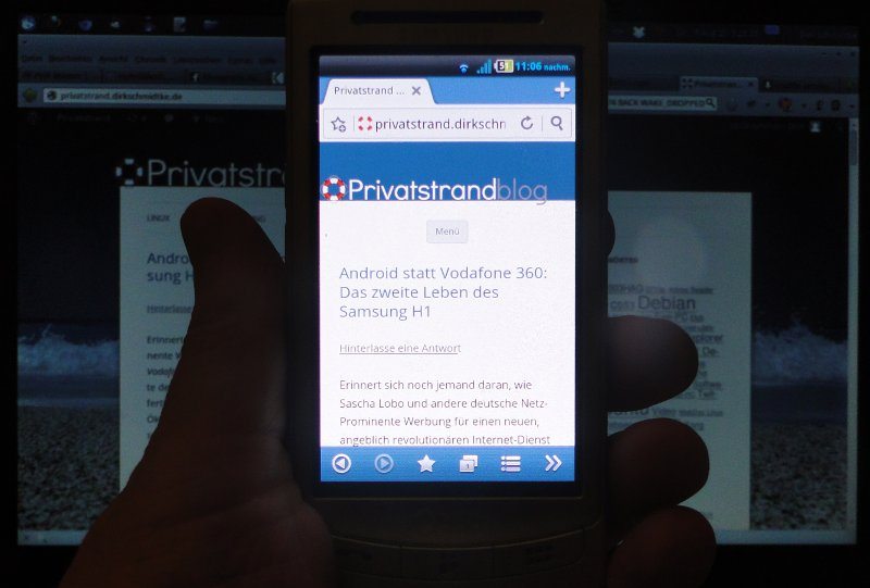 Samsung i8320 unter Android (CynagonMod) mit dem Boat Browser